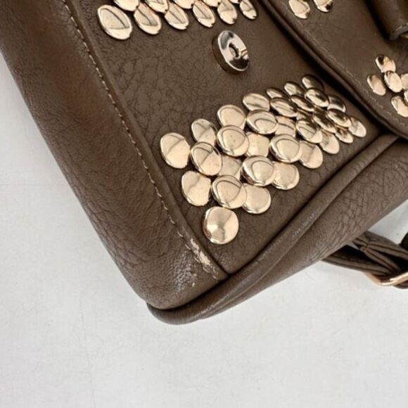 NWT MMS Design Studio Brown & Gold Studded vegan leather Crossbody shoulder Bag - Picture 3 of 15